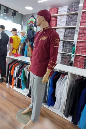 Bordo Aşçı Ceketi Gold Biyeli
